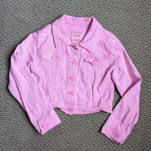 Vintage Cherokee Light Pink Cropped Girls Denim Jacket. Size S (6/6x)